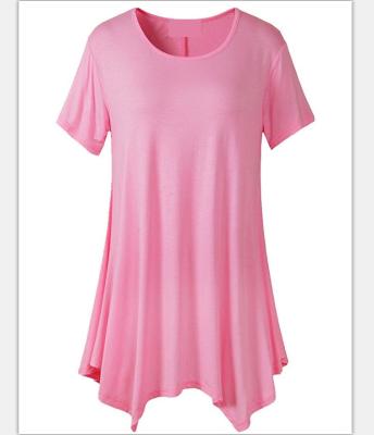 China Anti-Shrink Ready To Ship Women Asymmetric Loose Basic Sleeve Short Aplet Tunic Top for sale