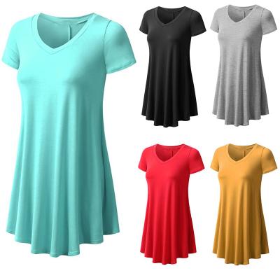 China Hot Sale Anti-Shrink Plus Size Summer Women Ladies Short Sleeves Flare Women Tunic Tops for sale