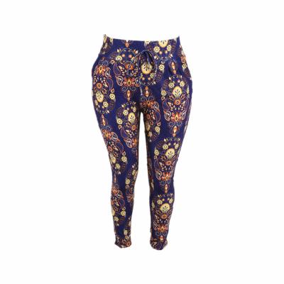 China High Quality Printable Logo High Quality Ethnic Antibacterial Floral Print Factory Waist Stretch Straight Hair Fitness Pants Leggings for sale