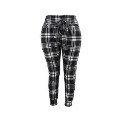 China Antibacterial Direct Customizable Customizable Black White Plaids Tartan Factory Logo High Waist Stretch Fitness Tights Yoga Pants for sale