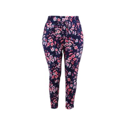 China 2021 Hot Sale High Waist Antibacterial Stretch Super Soft Tights Flower Pink Flowers High Waist Jogger Pants for sale