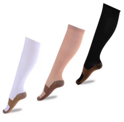 China Antibacterial thigh high compression stockings factory compression socks, black and white color cooper socks, compression socks in stock for sale