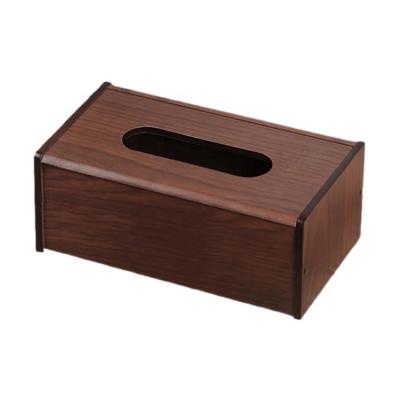 China Creative Home Living Room Drawer Wooden Tray Tissue Box Cover Wooden Coffee Table Storage Paper Box Durable for sale