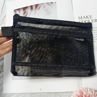 China Schools & Offices China factory A5 A6 clear nylon black mesh pencil pouch with two zippers smiggle bag pencil case for school or promotion for sale