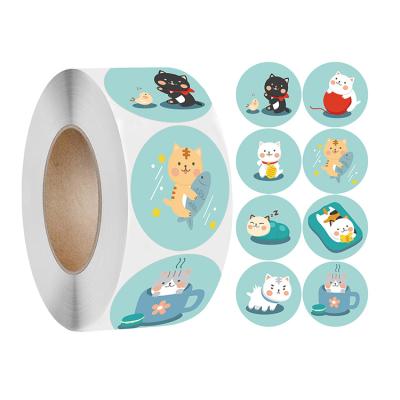 China Mini Color Printed Self Adhesive Custom Paper Roll Round Packing Labels Stickers for sale