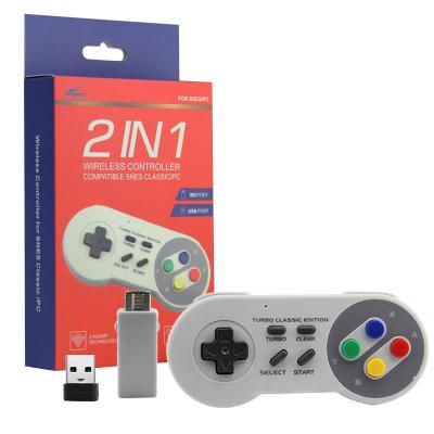 China ABS mini 2.4G classic 2 in 1 game wireless controller for NES/SNES/Wii for sale