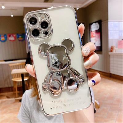 China Bear Shockproof Transparent Electroplating Three-dimensional Violent Case For iPhone13 Mobile Phone Shell For Apple 12 11 Inclusive for sale