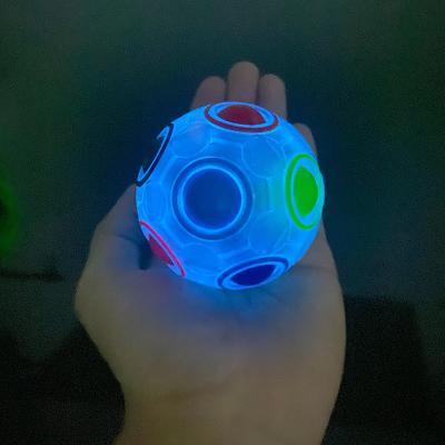 China Rainbow Luminous Magic Ball Rotating Puzzle Luminous Spinning Children's Decompression Ball Rainbow Intelligence Round 12 Holes Mixed Color Magic Ball Toy for sale