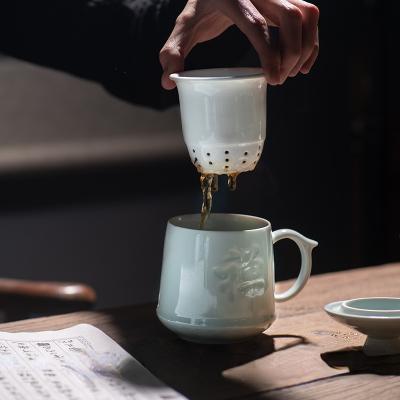 China Viable 200ml-450ml Jingdezhen Wholesale Handmade Ceramic Filter Tea Cups for sale