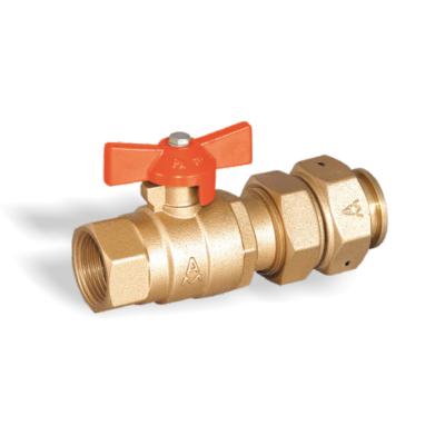 China General High Quality 1/2 Inch Female Thread Butterfly Handle Brass Ball Valve For Water Meter for sale