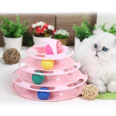 China Stocked Pet supplies cat toys track ball toys  cat teasing  relaxation interactive 4-layer cat ball turntable for sale