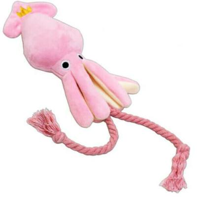 China Sustainable Wholesale Custom Marine Animal Plush Dog Toys Pink Octopus Squeaky Pet Supplies for sale