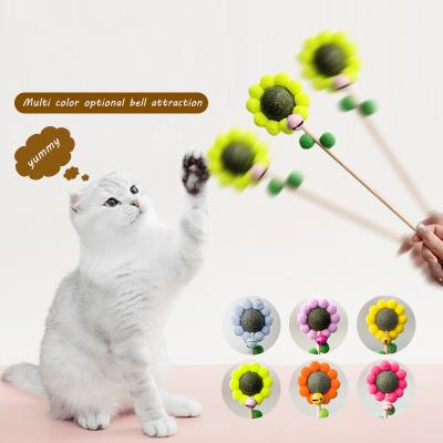 China Stocked Pet Toys Colorful Sunflower Cat Mint Teasing Stick Grinding Teeth Cleaning Teeth Cat Stick for sale