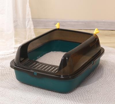 China Sustainable Plastic cat litter basin semi enclosed open type  durable cat toilet  dismantling pet toilet for sale