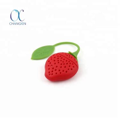 China Eco-friendly Food Grade Silicone Tea Bag Strawberry Silicone Tea Infuser for sale