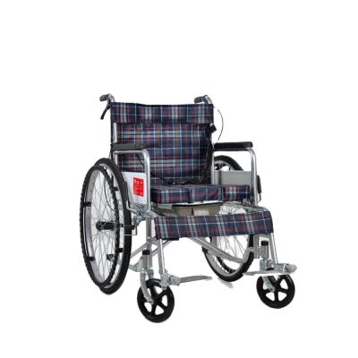 China OEM Comfortable and Portable Transport Folding Wheelchair Commode Chair with Wheels Travel Portable Manual Wheelchair for sale