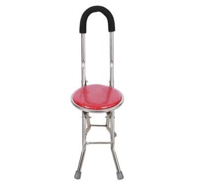 China High Quality Comfortable and Portable Stainless Steel Portable Elderly Walking Aid Folding Stick Chair for sale