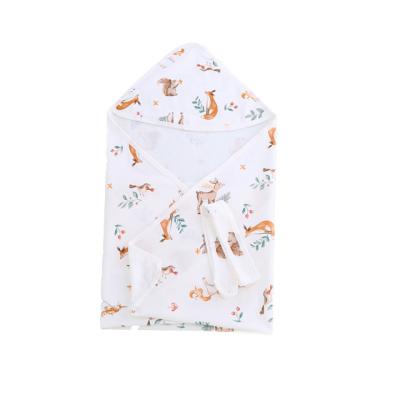 China 100% Active Cotton Receiving Baby Muslin Wrap Blankets Baby Blanket With Hat Newborn Wrap Blanket for sale