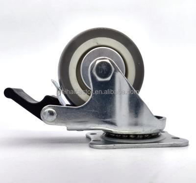 China 2.5in 63mm Gray Nylon Home Appliance Series Swivel Brake Caster Flat Freewheel for sale