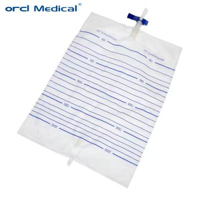 China Bolsas para el drenaje de orina Medicina estéril desechable 2000 ml Bolsa para adultos Bolsa de recolección de orina en venta