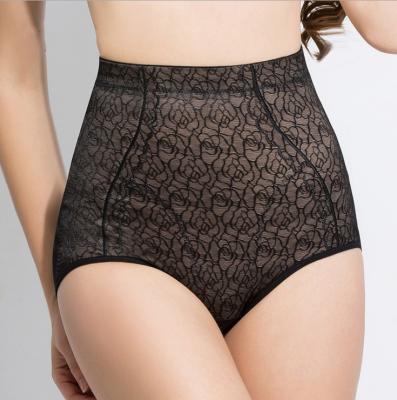 China Best Seamfree High Waist Underwear Embroidery Nylon Slimming Panties Antibacterial Floral Breathable Shapewear Panties for sale