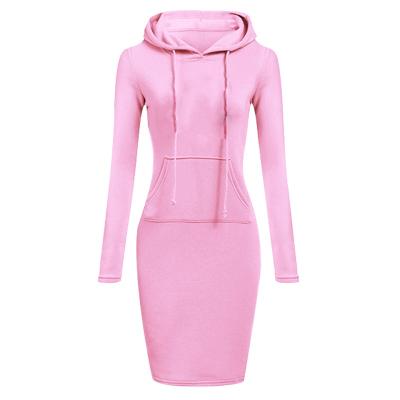 China Anti Wrinkle Anti Wrinkle Women Hoodies Long Dress Solid Color Cotton Plus Size Sweatshirt Dress Long Sleeve Women Casual Hooded Sweater for sale