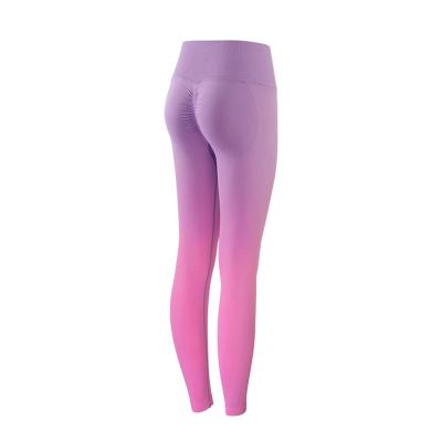 China 2021 Seamless Breathable Gradient Sports Gaiters Women Color Breathable High Waist Yoga Pants Spandex Elasticity Sportswear Nylon Arm Warmers for sale