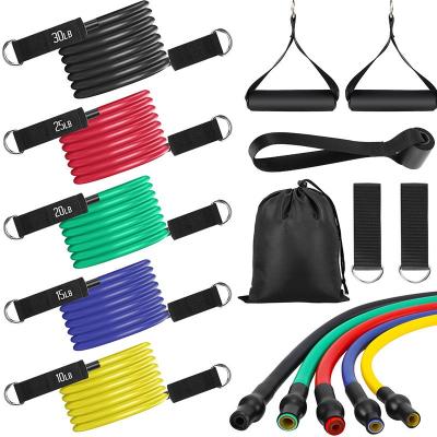 China High Quality Eco-friendly 11Pcs Latex Resistance Bands Set Customized Logo Elastic Resistant Band For Bodybuilding Workout Accessories for sale