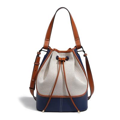 China 2022 New Fashion Canvas Bucket Handbags Women Large Capacity Bag Fashion Ladies Bag Single Shoulder Bag for sale