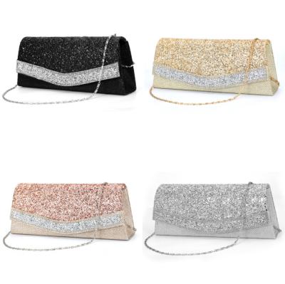 China High Quality Fancy Bag Women Small Even Lady Clutch Bag Wedding Party Envelope Metallic Shiny Shoulder Purse for sale