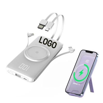 China LED Display Magnetic Position Charging Wireless Battery Charger Led Portable Power Bank 10000mah Wireless Charger For iPhone for sale