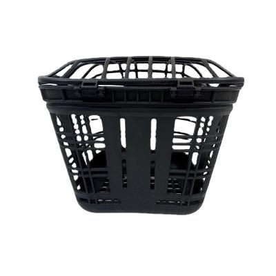 China Durable Hot Selling Black Front Basket Square High-Capacity Plastic Bicycle Baskets For Storage for sale