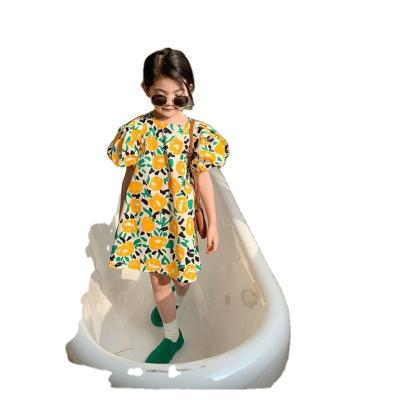 China 2021 summer new arrival breathable girls fashion floral dress kids korean design dresses girl clothes for sale