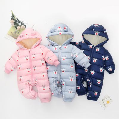 China Snowsuit 2021 Comfortable Cute Baby Winter Plus Thick Velvet Baby Boy Overalls 0-2 Years Romper Babies Newborn Rompers Overalltmas For Boys for sale