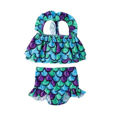 China Antibacterial Baby Girls Kids Swimwear INS Ruffle Kids Bikini Set 2pcs Fits 6M-3Y Biquini Beach Wear for sale