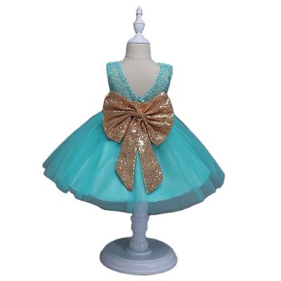 China 2021 Breathable High Quality Teen Girls Lace Up Formal Dress Baby Tutu Skirt Big Bow Quined Princess Dresses for sale