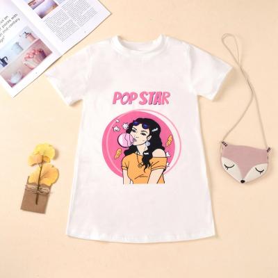 China 2020 New Fashion Girls' European O-neck Shirt Dress Breathable 1-7 Years Old Children Girls Summer Beauty Cartoon Main Print Sweater Dress for sale