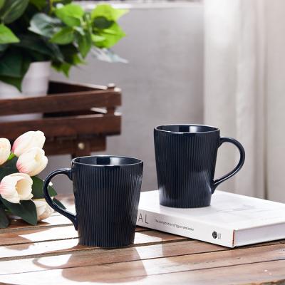 China Viable Wholesale Eco-Friendly Promotional Gifts Custom Striped Cheap Porcelain Coffee Mugs With Logo for sale