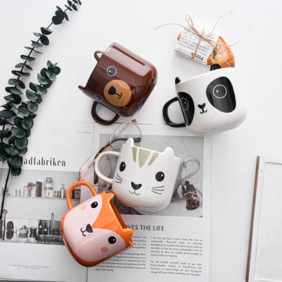 China High Quality Hot Viable Nordic Cute Animal Coffee Coffee Pattern Drinkware Selling Ceramic Mugs For Gift for sale