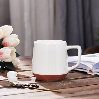 China Viable Wholesale Volume Customize Nordic Glossy White Christmas Tea Coffee Ceramic 370ml Mugs With Handle for sale