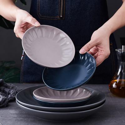 China Nordic Custom Modern Dinnerware Eco-Friendly Restaurant Dish Logo Dinnerware Matte Ceramic Dish For Sale for sale