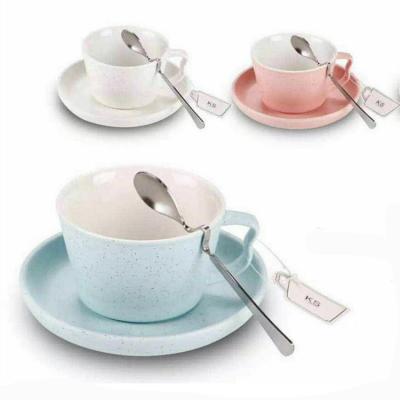 China Viable Custom Logo Color Chandelier Restaurant Cafe Used Tea Coffee European Style Ceramic Cup And Saucer for sale