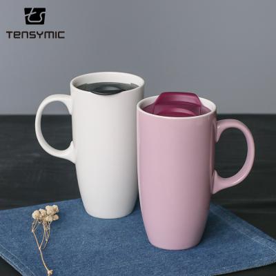 China Best Promotional Gift Coffee Mug Lid Porcelain Travel Mug Viable Selling Ceramic Mug Premium Quality for sale