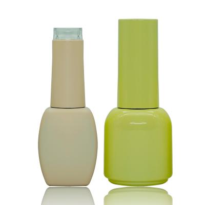 China 2021 new design cosmetic empty glass UV nail polish bottle with brush cap for cosmetic gel nail polish for sale