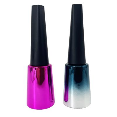 China Cosmetic Hot Sale Gradient Color Plating Nail Polish Bottle Empty Round Nail Polish Bottle With Brush Cap for sale