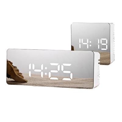 China Multifunctional Digital Desktop Clock LED Creative Makeup Mirror Fashion Electronic Alarm Clock For Household Use for sale