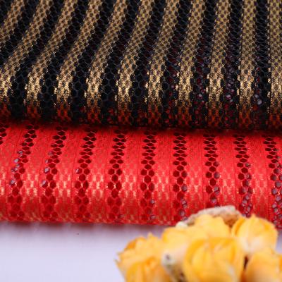 China Custom Cheap High Quality Wholesale Gold Stamp Mesh Fabric For Garment QUICK DRY for sale