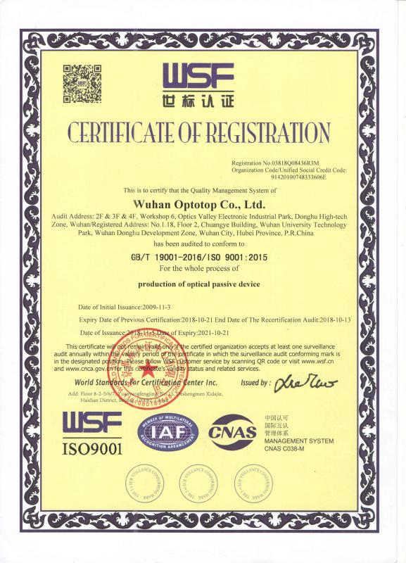 ISO9001:2015 - Wuhan Geehe Optical Communication Co.,ltd