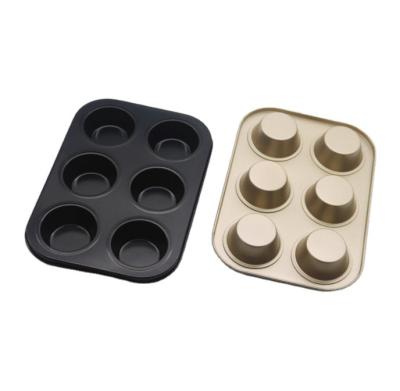 China Wear-resisting 4/6/12 Continuous Mold Six Hole Cake Tray Mold Six Hole Egg Tart Roll Cup Mold Home Baking Oven Mold for sale