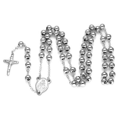 China Religious Virgin Mary Sacred Heart of Jesus Rosary Necklace Stainless Steel Beads Rosary Necklace for sale